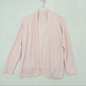 LL Bean Supima Cotton Pink Cardigan and Matching Sleeveless Shell Twin Set Sz S